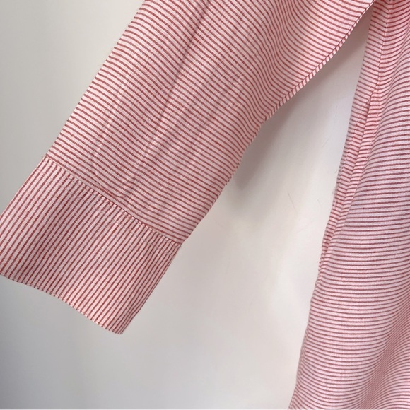 onia Red and White Striped Button Up Shirt Dress Pockets Coastal Beachy Summer - Picture 6 of 13